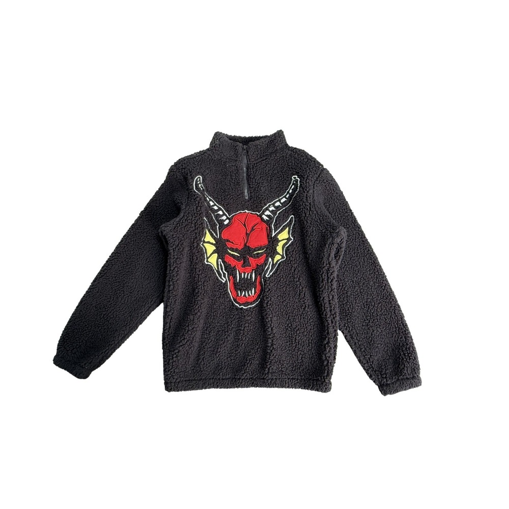 Netflix Stranger Things Jacket Mens XS Black Fleece Hellfire‎ Eddie Munson